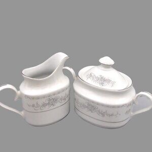 Mikasa Home Beautiful Misty Blue Creamer and Sugar Bowl Set